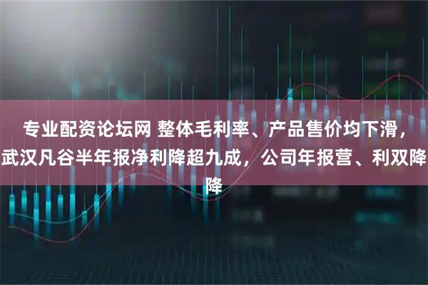 专业配资论坛网 整体毛利率、产品售价均下滑，武汉凡谷半年报净利降超九成，公司年报营、利双降