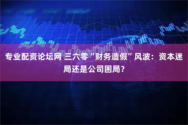 专业配资论坛网 三六零“财务造假”风波：资本迷局还是公司困局？